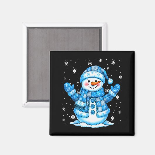 Aimant Patchwork Quilt Snowman Quilter Merry Christmas Pa (Recto/Verso)