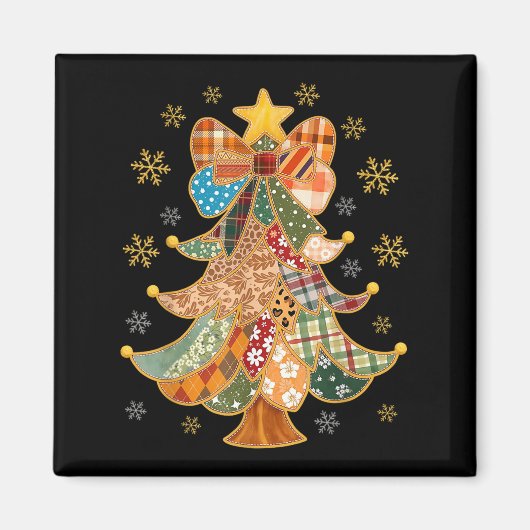 Aimant Patchwork Xmas Coquette Bow Lace Joyeux brillant C (Devant)