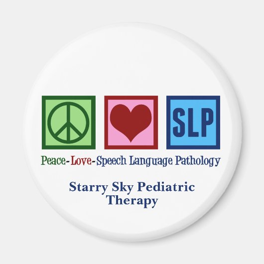Aimant Pathologie du langage vocal Custom Peace Love SLP (Devant)