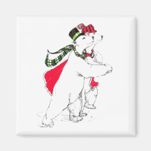 Aimant Patinage mignon Ours polaires Noël Fête