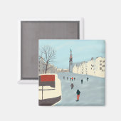 Aimant Patinage sur glace à Amsterdam sur les canaux en h (Recto/Verso)