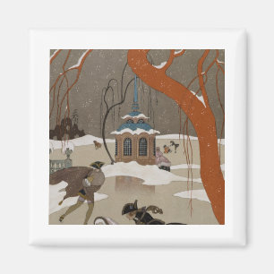 Aimant Patinage sur glace sur le lac gelé