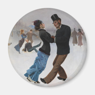 Aimant Patineur vintage romantique sur glace