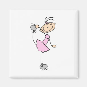 Aimant Patineuse artistique fille rose en bonhomme allume
