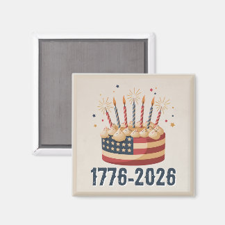 Aimant Patriotic Birthday Cake 1776-2026 Celebration