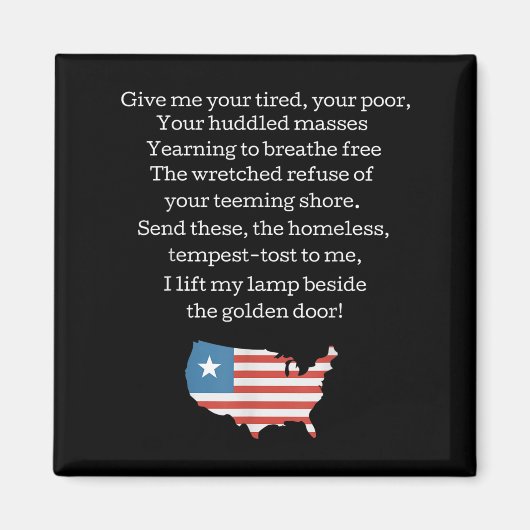 Aimant Patriotic New Colossus Emma Lazarus Quote Usa Gift (Devant)