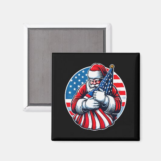 Aimant Patriotic Santa Claus For Men Women Usa Flag Chris (Recto/Verso)