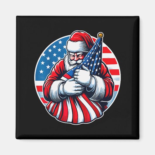Aimant Patriotic Santa Claus For Men Women Usa Flag Chris (Devant)