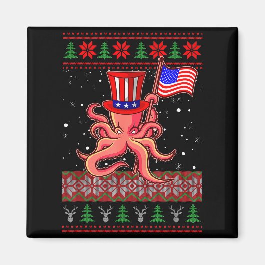 Aimant Patriotic Ugly Christmas Sweater Women Kids Men  (Devant)