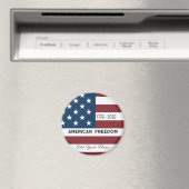 Aimant Patriotic US Flag Custom Text Name (In Situ (Lave-vaisselle))