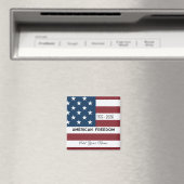 Aimant Patriotic US Flag Custom Text Name (In Situ (Lave-vaisselle))