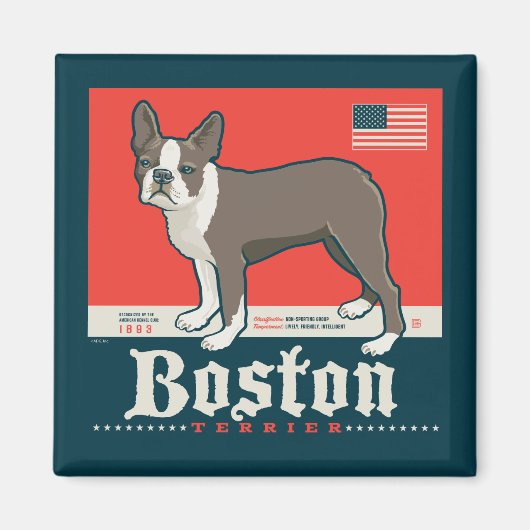 Aimant Patriotique | Boston Terrier (Devant)