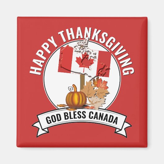Aimant Patriotique MERCI DIEU POUR LE CANADA Thanksgiving (Devant)