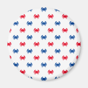 Aimant Patriotique motif de crabe rouge blanc et bleu