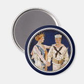 Aimant Patriotisme vintage, Lady Liberty avec Marine Seam (Recto/Verso)