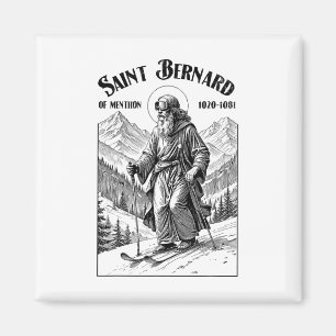 Aimant Patron des skieurs Saint Bernard Vintage Hiver S