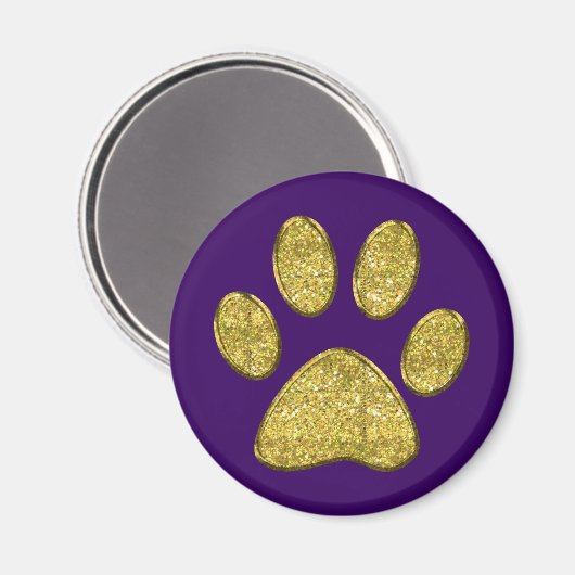 Aimant patte de chat mousseux - or (Recto/Verso)