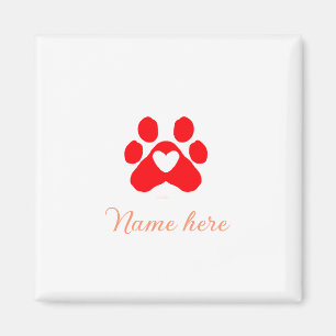 Aimant Patte de chien cœur rouge animal familier ajouter