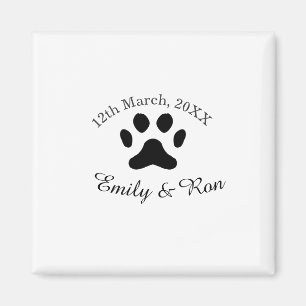 Aimant Patte de chien noire nom de couple de mariage date