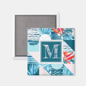 Aimant Pattern de Tropical Teal Geometric Abstract (Recto/Verso)