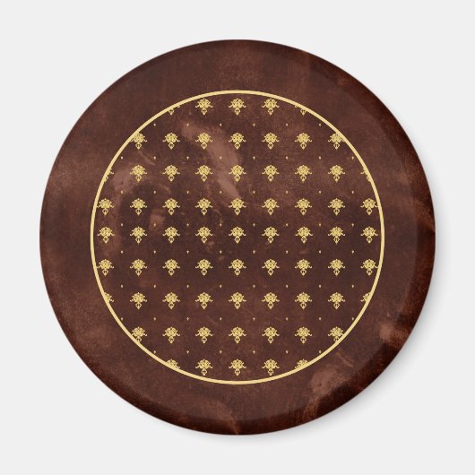 Aimant Pattern Leather Brown et Gold Damask (Devant)