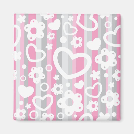 Aimant Pattern with Hearts and Flowers (Devant)