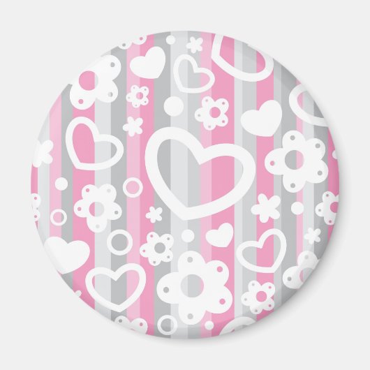 Aimant Pattern with Hearts and Flowers (Devant)