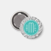 Aimant Patterns bleus et monogram bleu (Recto/Verso)