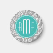 Aimant Patterns bleus et monogram bleu (Devant)