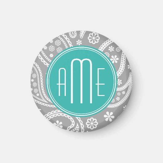 Aimant Patterns bleus et monogram bleu (Devant)
