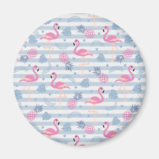 Aimant Patters de Whimsical Flamingo et Pineapple (Devant)