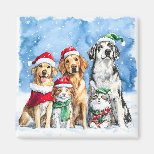 Aimant Pattes enneigées Festive Mignon Animaux de Noël Aq