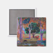 Aimant Paul Gauguin - Paysage avec un cochon et un cheval (Recto/Verso)