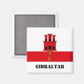 Aimant Pavillon Gibraltar avec texte Gibraltar (Recto/Verso)