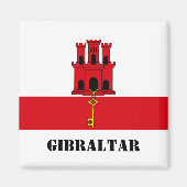 Aimant Pavillon Gibraltar avec texte Gibraltar (Devant)