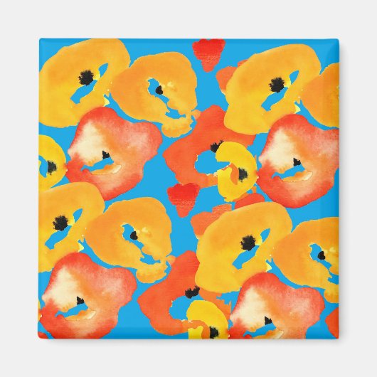 Aimant Pavot rouge et orange (Devant)