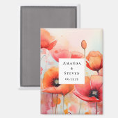 Aimant Pavots à l'aquarelle rouge dans un champ d'enregis (Recto/Verso)