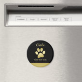 Aimant Paw chien brillant or sur arrière - plan noir (In Situ (Lave-vaisselle))