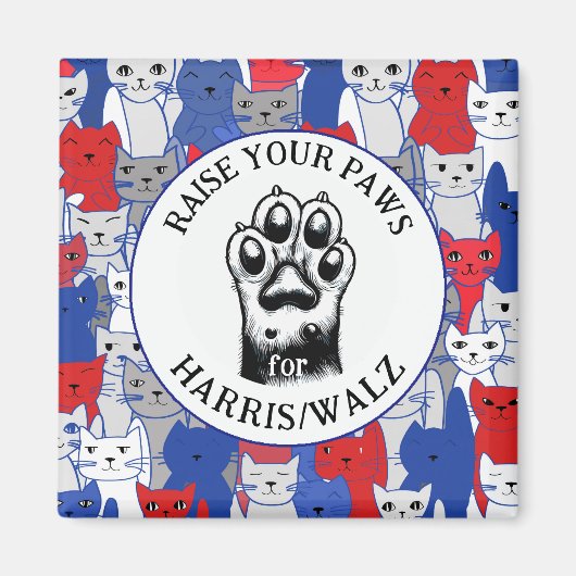 Aimant Paw de chat pour Harris/Walz Design (Devant)