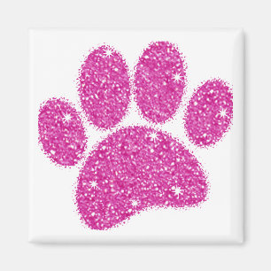 Aimant Pawprint de chien de Parties scintillant rose
