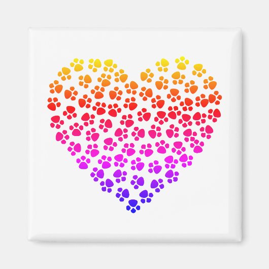 Aimant Pawprint Rainbow Heart (Devant)