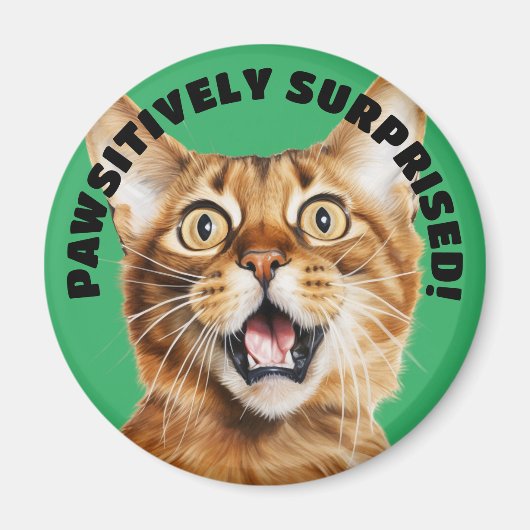 Aimant PAWSITIVEMENT SURPRIS ! Funny Crazy Cat Green (Devant)