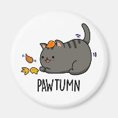 Aimant Pawtume mignon Automne Kitty Cat Pun (Devant)