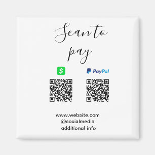Aimant Paypal Cashapp scan pour payer QR ajoutez le nom d