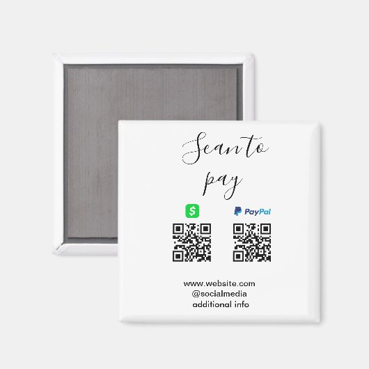 Aimant Paypal Cashapp scan to pay QR add business name lo (Recto/Verso)