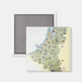 Aimant Pays-Bas, carte montrant les caractéristiques dist (Recto/Verso)