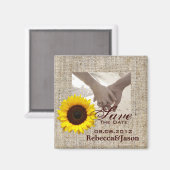Aimant Pays Burlap Sunflower Mariage ENREGISTRER LA DATE (Recto/Verso)