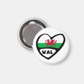 Aimant Pays de Galles Code Drapeau Coeur, WAL (Recto/Verso)