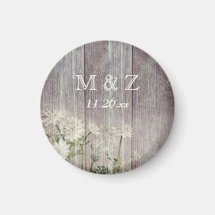 Aimant Pays rustique Mariage en bois blanc Enregistrer la