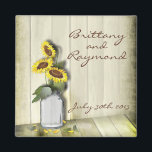 AIMANT PAYS RUSTIQUE MASON JAR AVEC DES SOUFFRES<br><div class="desc">Invitations de mariage © 2015 Couleur d'aquarelle originale de WhimsicalArtwork™ Parfait pour ce mariage campagnard ou cette fête vintage.</div>